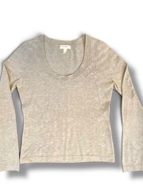 Issac Mizrahi Gray with Sparkling Rounded Neck Top Sz S